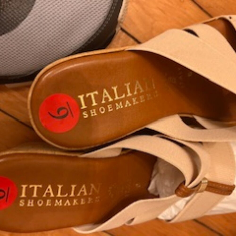 Italian Shoemakers Size 6 Avis Women's Stone & Brown Wedge Sandals - Picture 4 of 4
